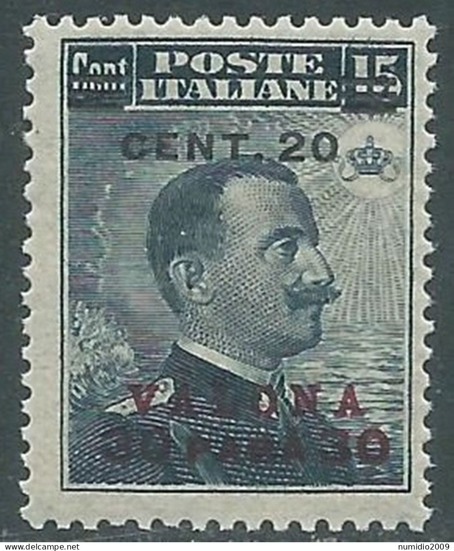 1916 LEVANTE VALONA SOPRASTAMPATO 20 CENT SU 30 PA SU 15 CENT MNH ** - RF12-7 - Bureaux D'Europe & D'Asie