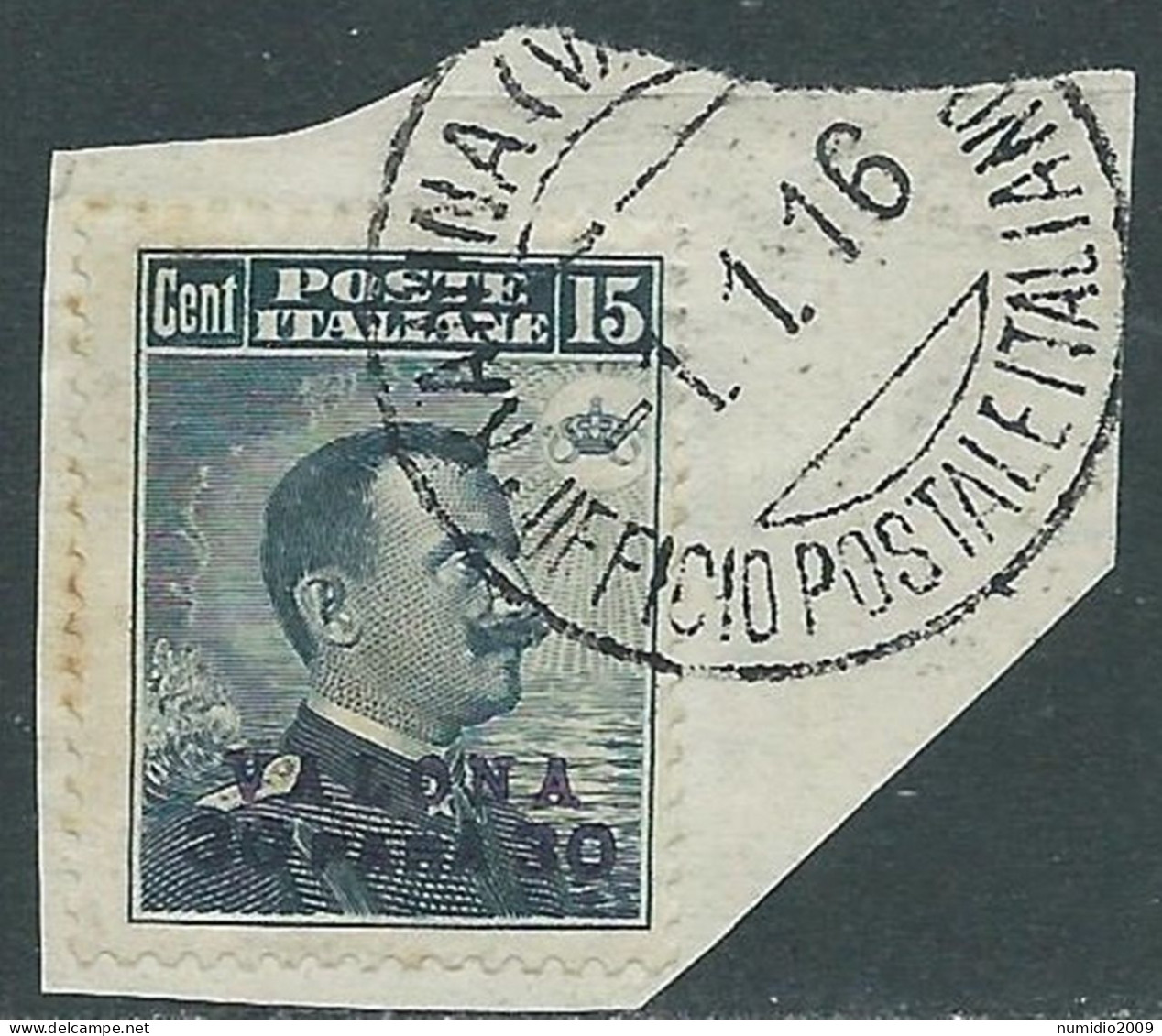 1916 LEVANTE VALONA USATO 30 PA SU 15 CENT ROSSO LILLA - RF17-9 - Uffici D'Europa E D'Asia