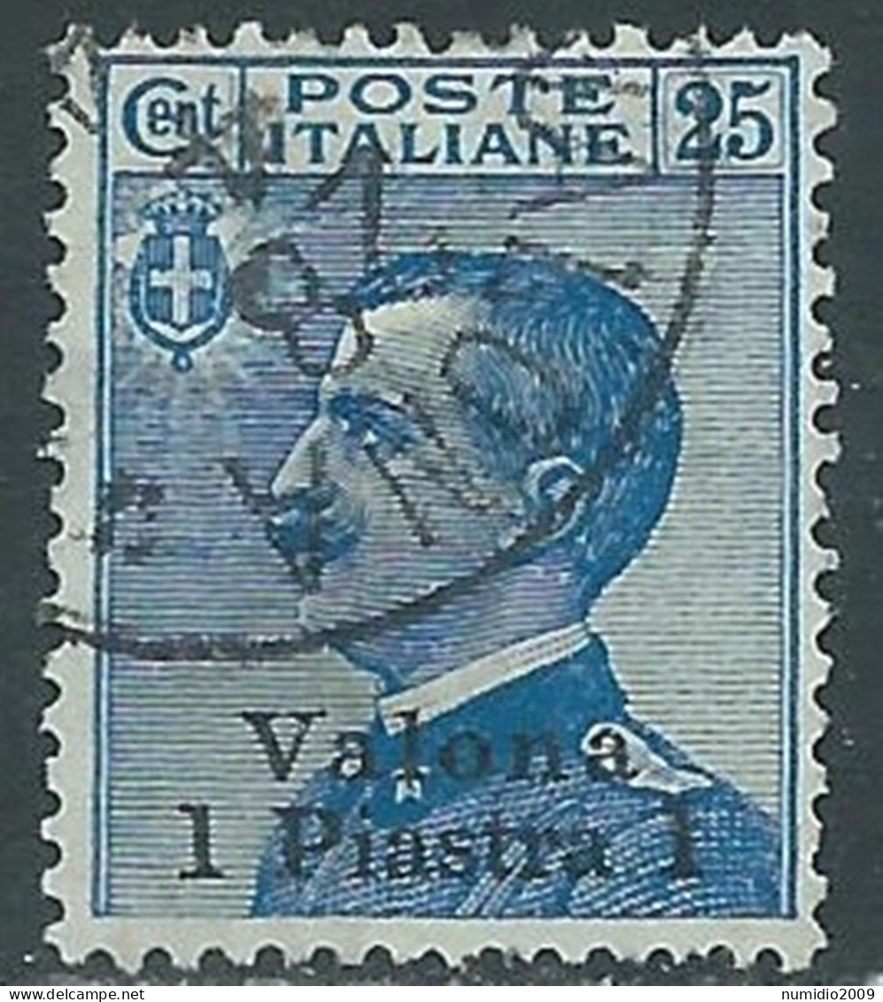 1909-11 LEVANTE VALONA USATO 1 PI SU 25 CENT - RF17-9 - Bureaux D'Europe & D'Asie