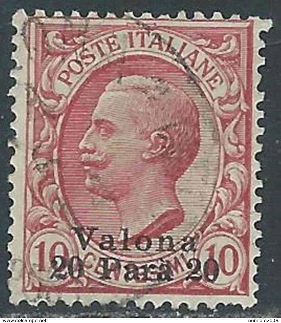 1909-11 LEVANTE VALONA USATO 20 PA SU 10 CENT - RF14-4 - European And Asian Offices