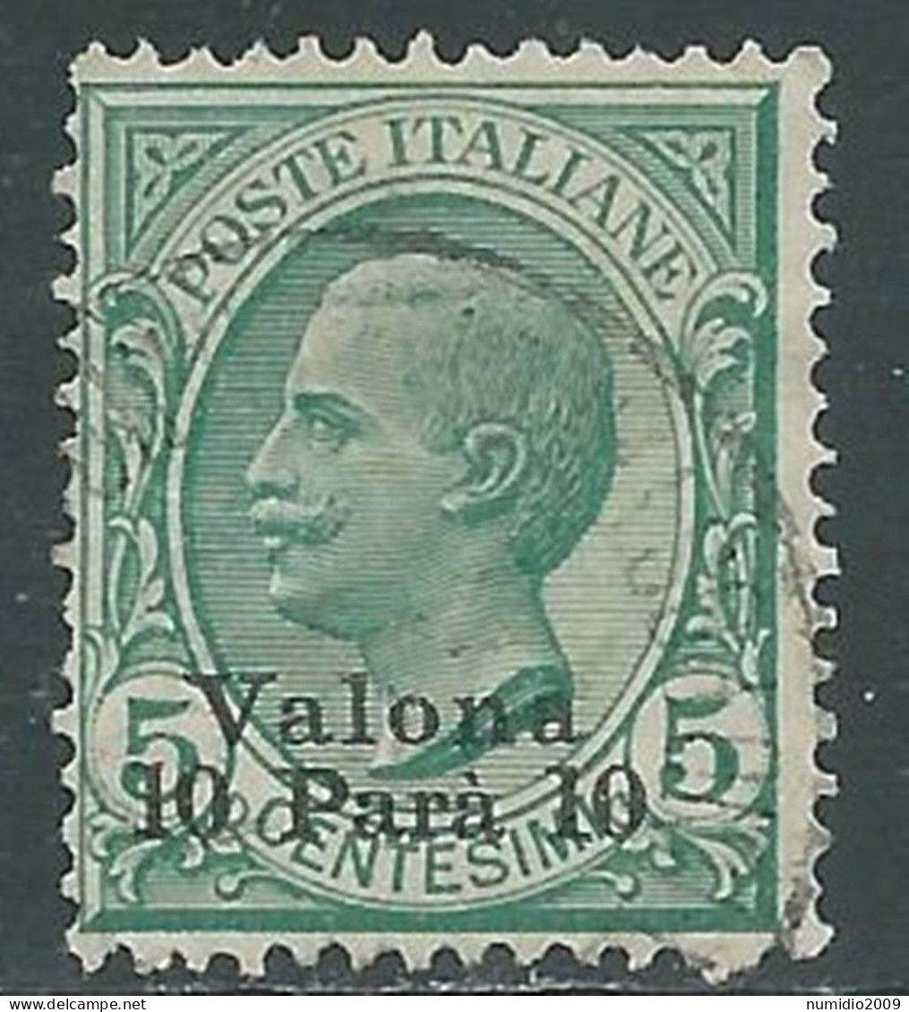 1909-11 LEVANTE VALONA USATO 10 PA SU 5 CENT - RF14-4 - Bureaux D'Europe & D'Asie