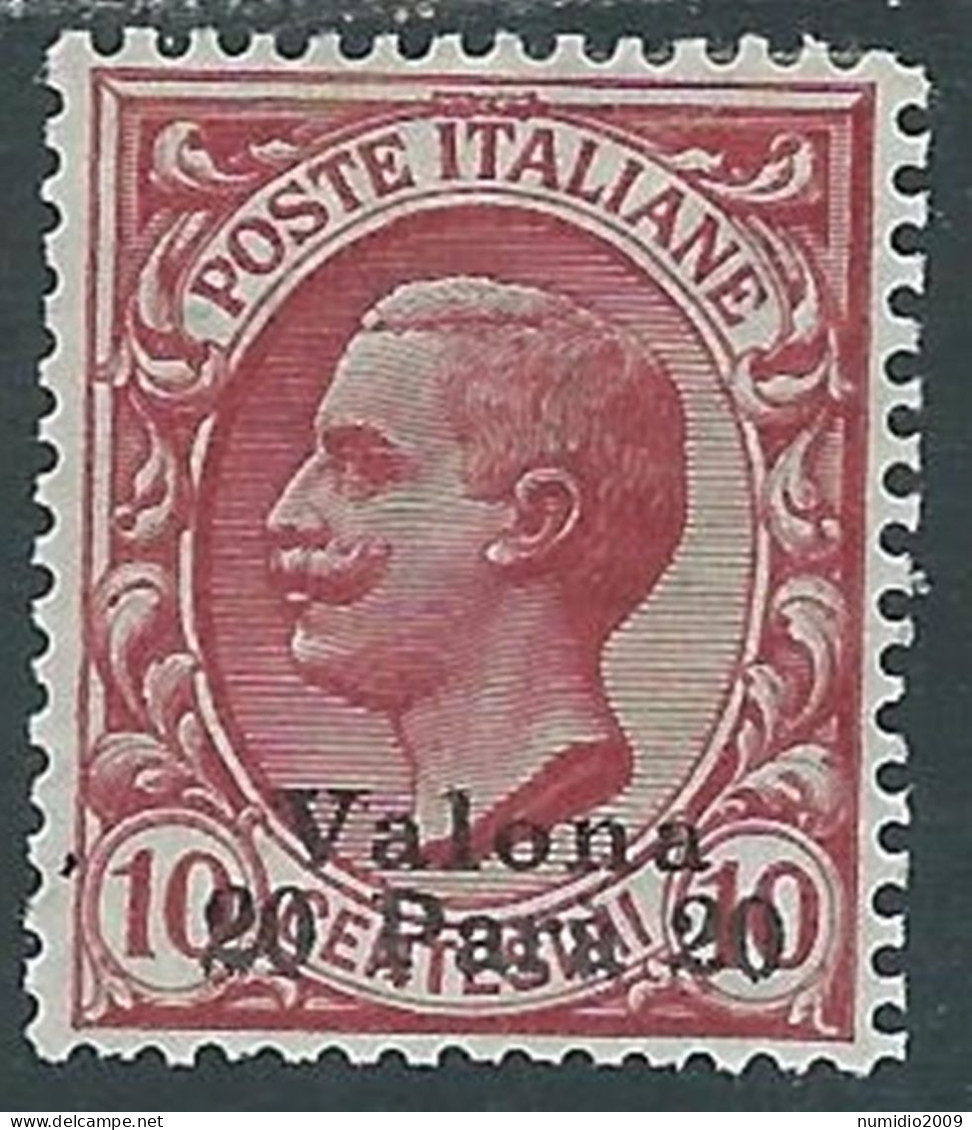 1909-11 LEVANTE VALONA 20 PA SU 10 CENT MH * - RF11-2 - Bureaux D'Europe & D'Asie