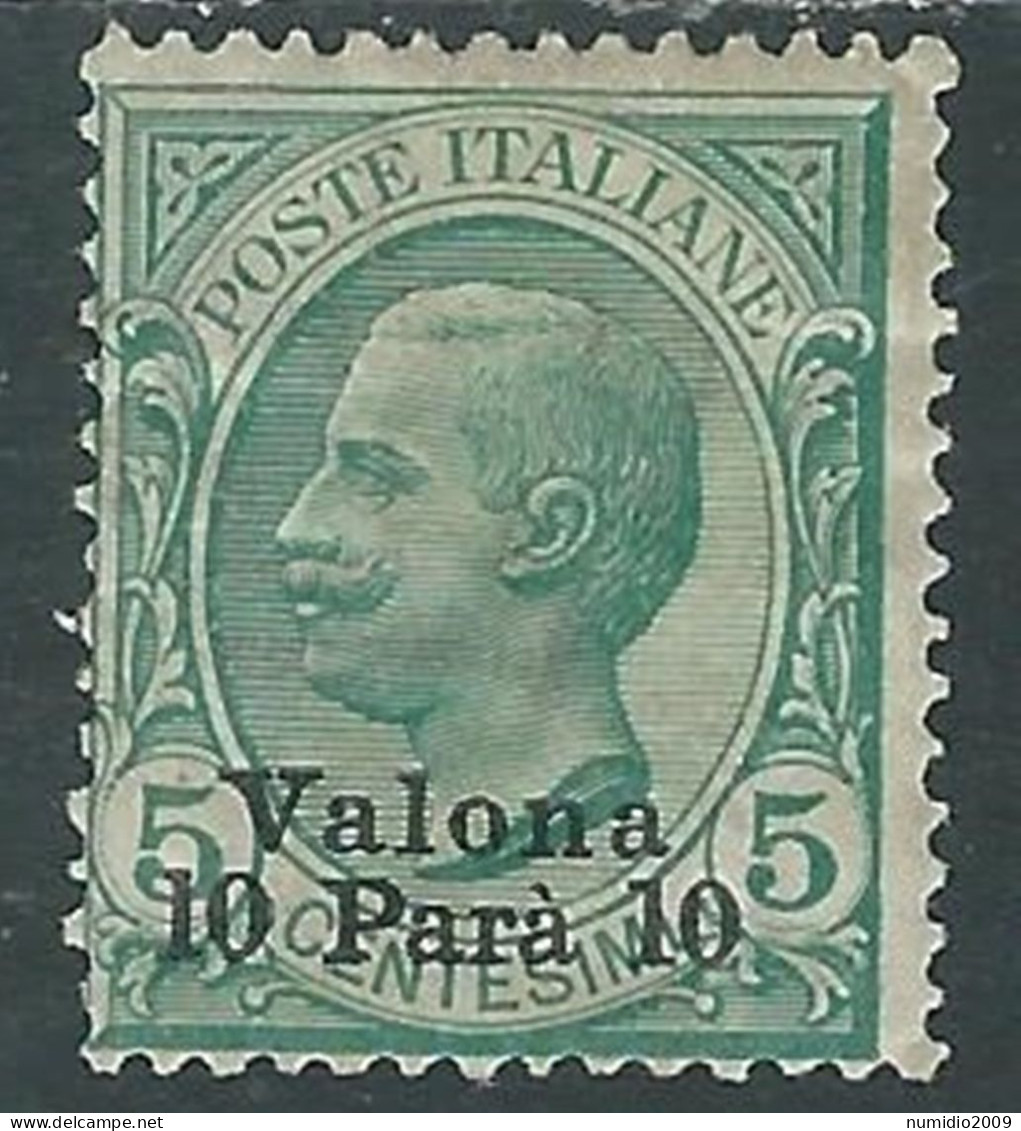 1909-11 LEVANTE VALONA 10 PA SU 5 CENT MH * - RF11-2 - Europa- Und Asienämter