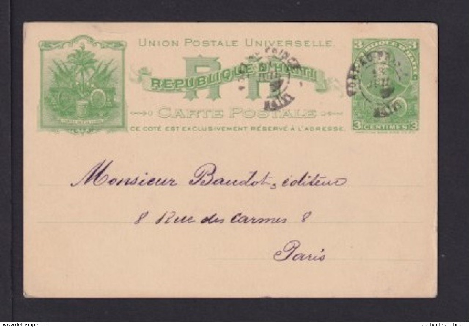 1903 - 3 C. Ganzsache Ab Port-au-Prince Nach Paris - Haiti