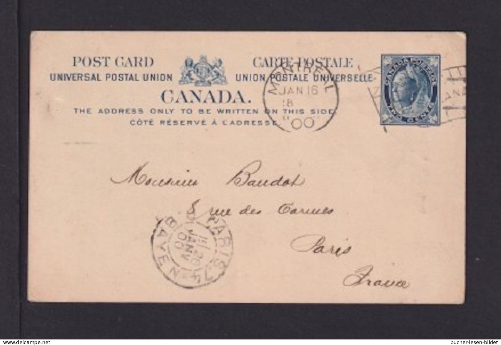 1900 - 2 C. Ganzsache (P 22) Ab Montreal Nach Paris - Lettres & Documents