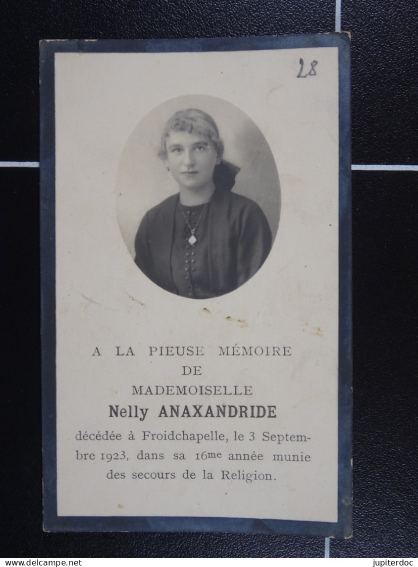 Nelly Anaxandride Froidchapelle 1923 à 16 Ans  /28/ - Devotieprenten