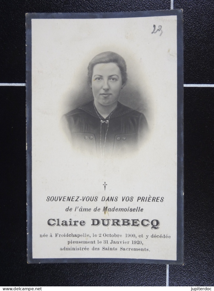 Claire Durbecq Froidchapelle 1900  1920  /29/ - Devotion Images