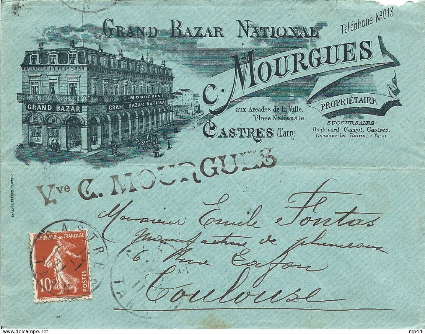 2L4 --- Lettre 81 CASTRES Mourgues, Grand Bazar National 1911 - 1900 – 1949