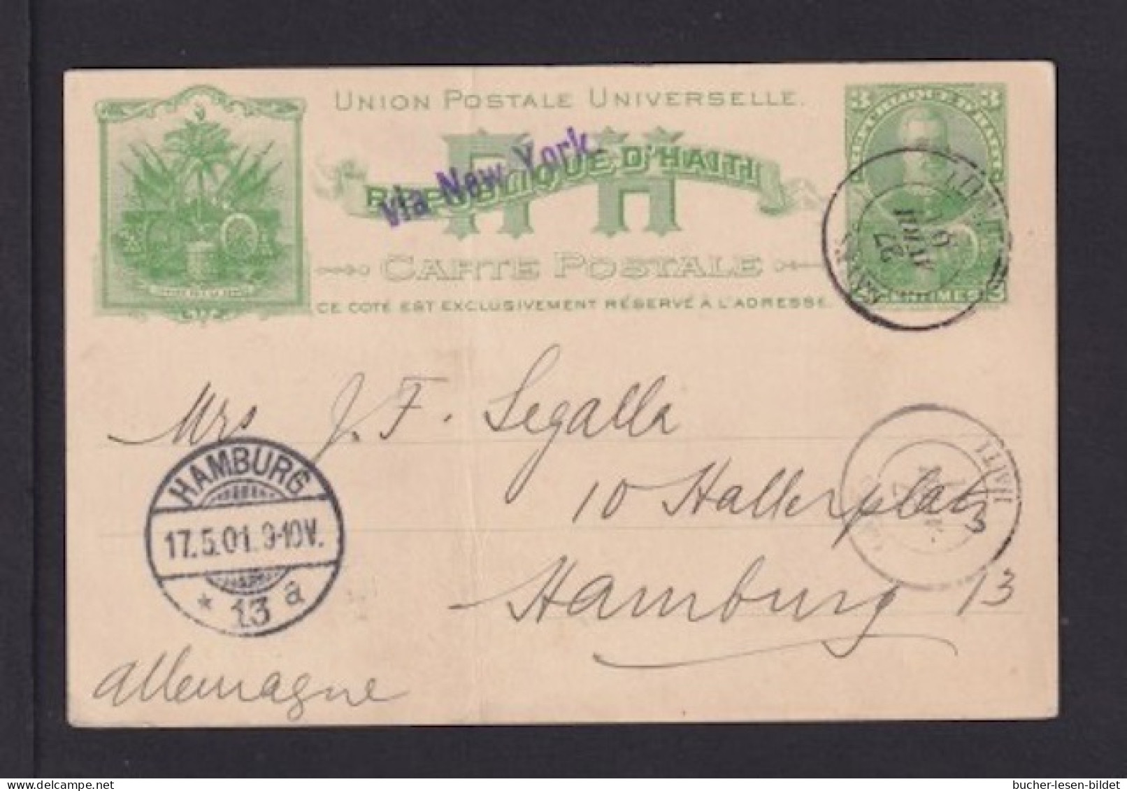 1901 - 3 C. Ganzsache Ab CAYES Nach Hamburg - Haiti