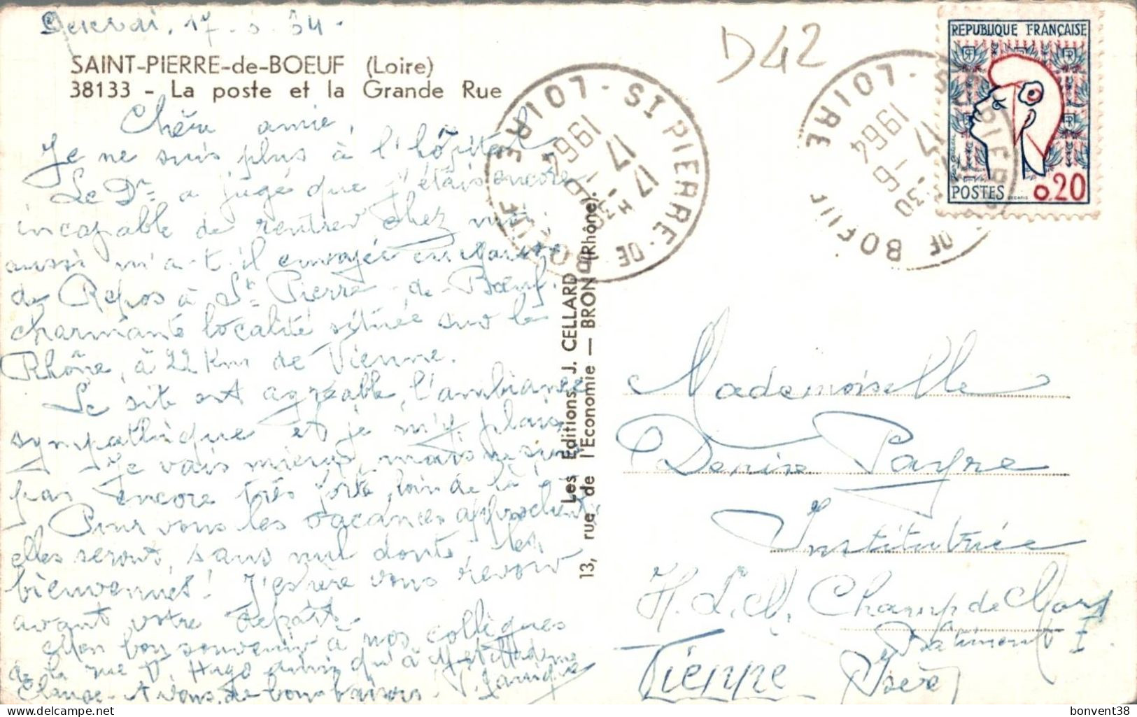 K1905 - SAINT PIERRE De BOEUF - D42 - La Poste Et La Grande Rue - Autres & Non Classés