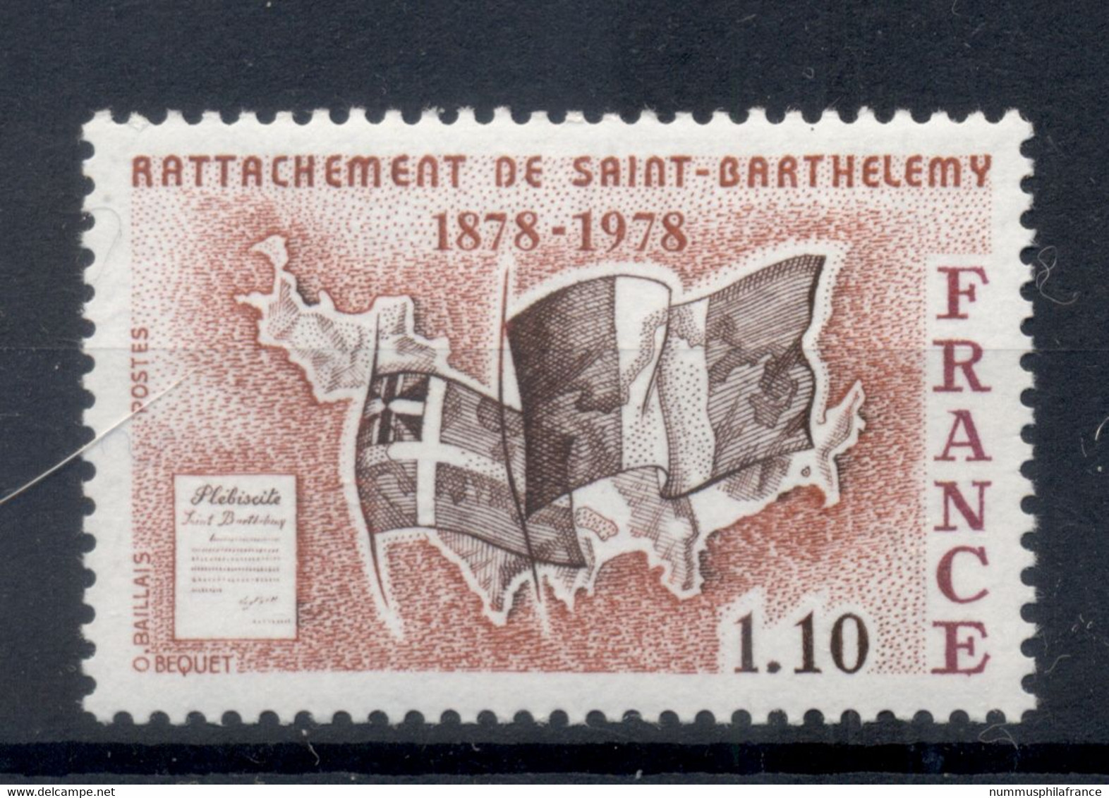 France 1978 - Y & T N. 1985 - Rattachement De L'île De Saint Barthélemy  (Michel N. 2067) - Unused Stamps