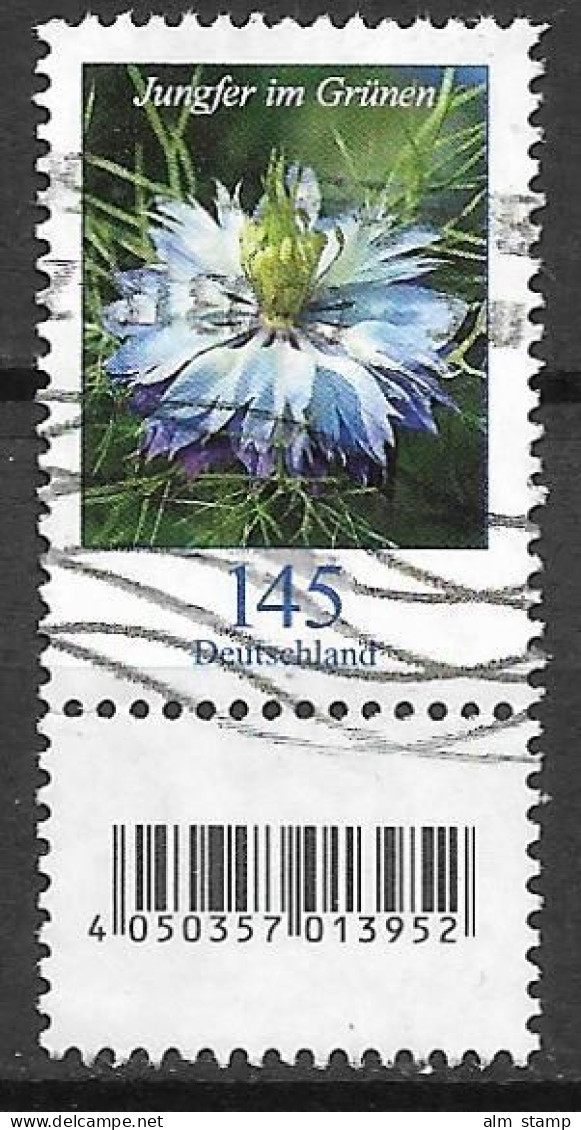 2018  Deutschland  Mi. 3351  Used Mit  EAN-Codierung. Blumen  Jungfer Im Grünen (Nigella Damascena) - Neufs