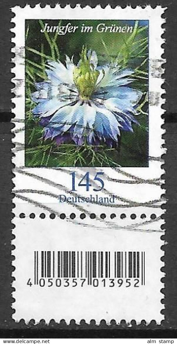 2018  Deutschland  Mi. 3351  Used Mit  EAN-Codierung. Blumen  Jungfer Im Grünen (Nigella Damascena) - Unused Stamps