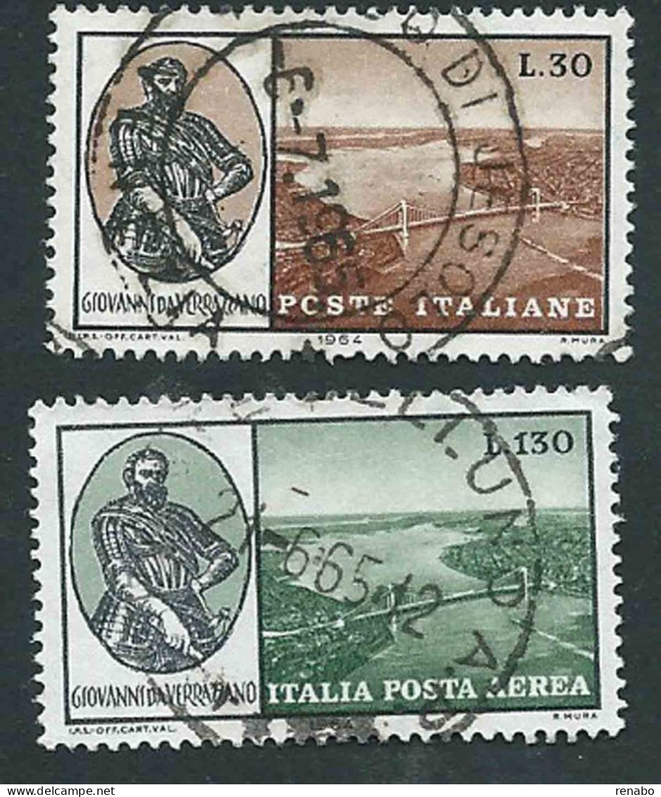 Italia 1964 : Ponte Da Verrazzano . Serie Completa : Francobollo Singolo + Posta Aerea . Usati - 1961-70: Used