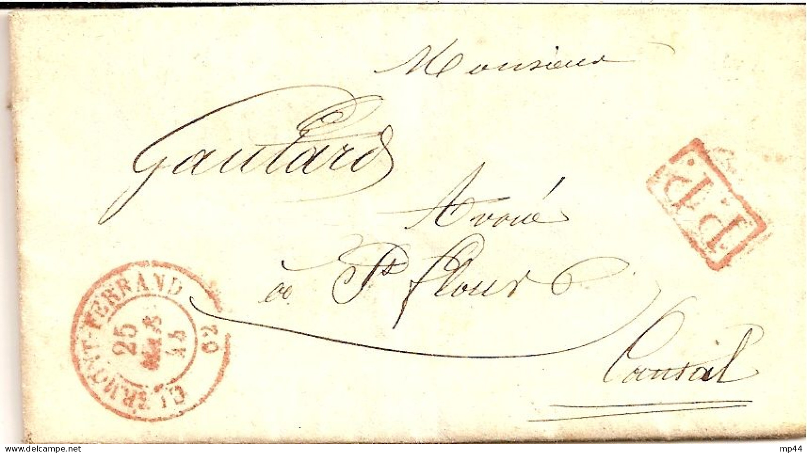 1I1 --- 63 CLERMONT-FERRAND Pour St Flour Type 15 + PP En Rouge (Taxe 4) - 1801-1848: Précurseurs XIX