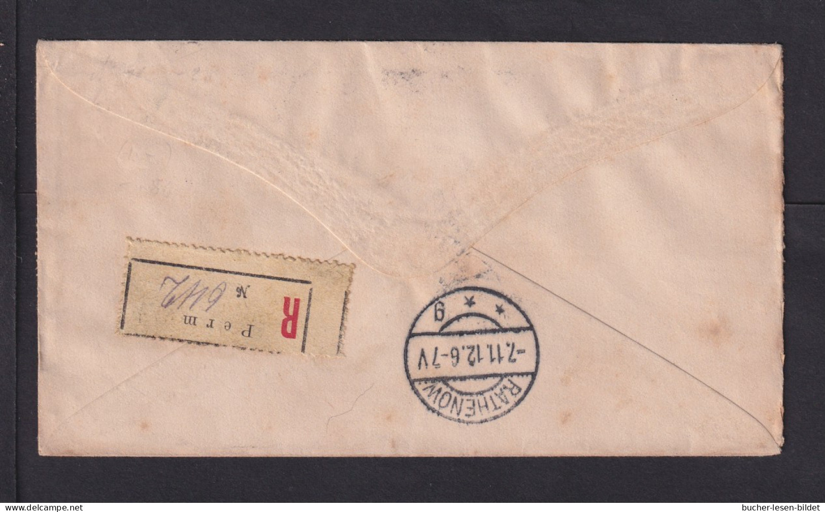1912 - 7 K. Überdruck Ganzsache (U 45) Mit Zufrankatur Als Einschreiben Ab PERM Nach Rathenow - Ganzsachen