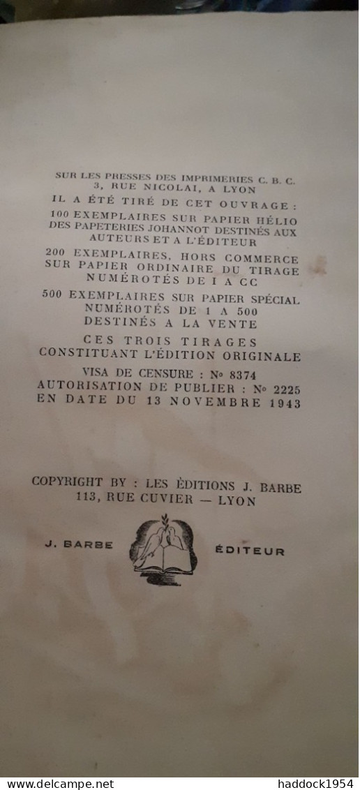 JEAN VIROVANT Corsaire Contre Les Barbaresques NOE PERNY édition Barbe 1943 - Other & Unclassified