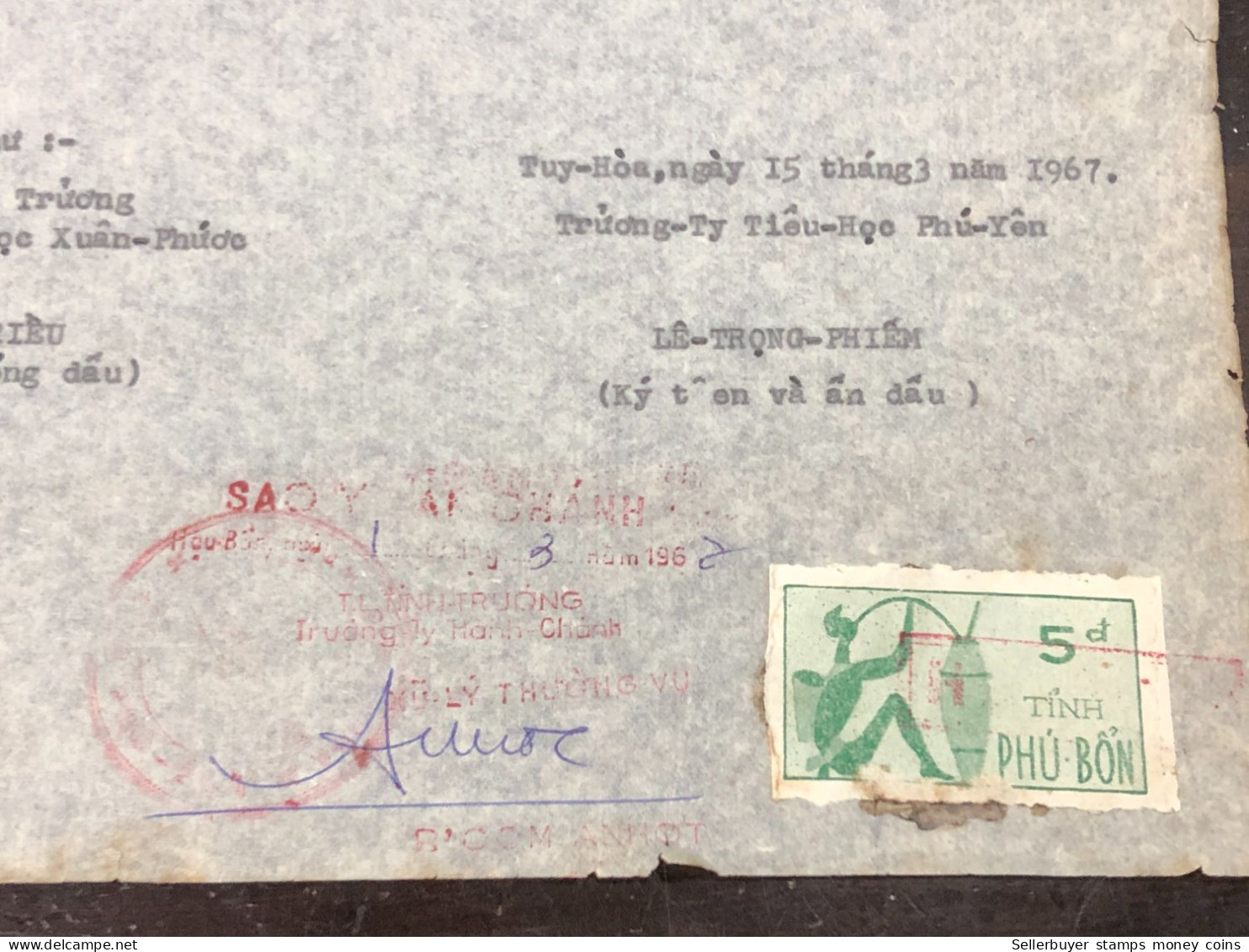Viet Nam  PAPER Have Wedge Phu Bon 5dong Before 1967 QUALITY:GOOD 1-PCS Very Rare - Collections