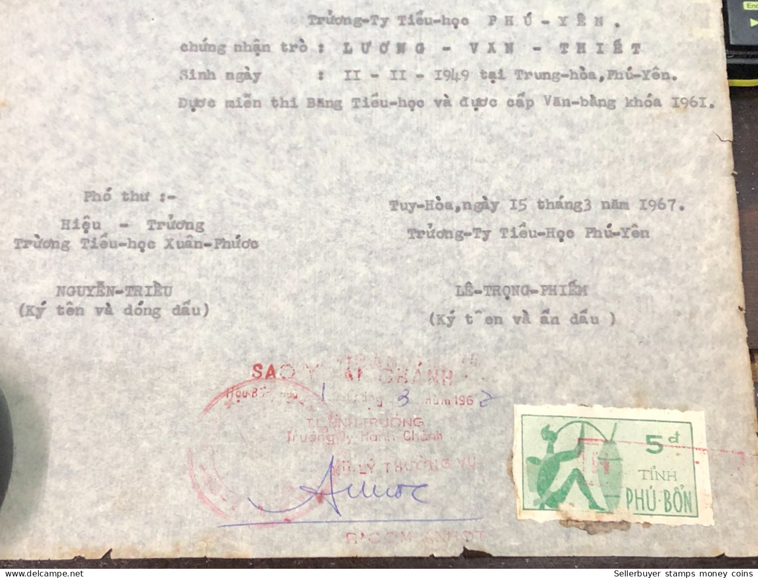 Viet Nam  PAPER Have Wedge Phu Bon 5dong Before 1967 QUALITY:GOOD 1-PCS Very Rare - Collections