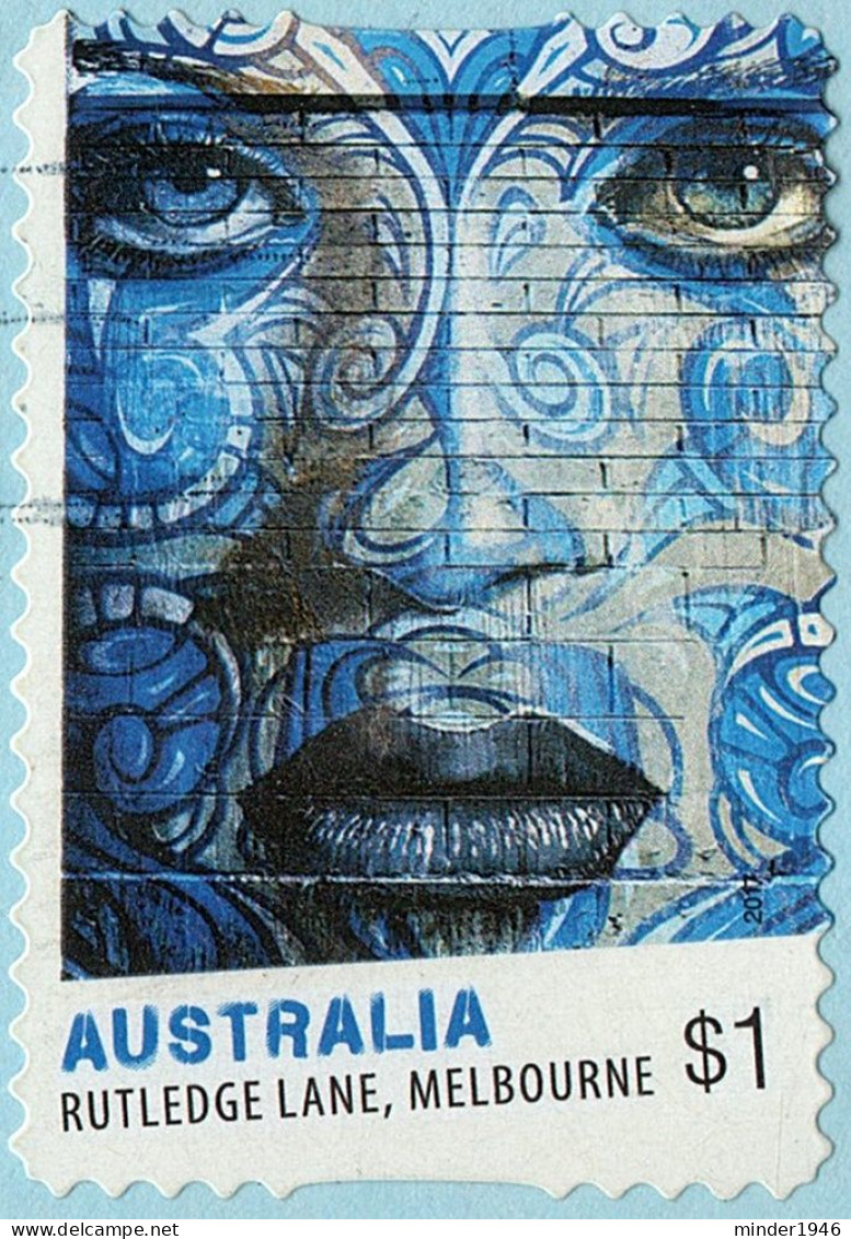 AUSTRALIA 2017 $1 Multicoloured, Street Art-Rutledge Lane Melbourne Micro Cuts Self Adhesive FU - Gebraucht