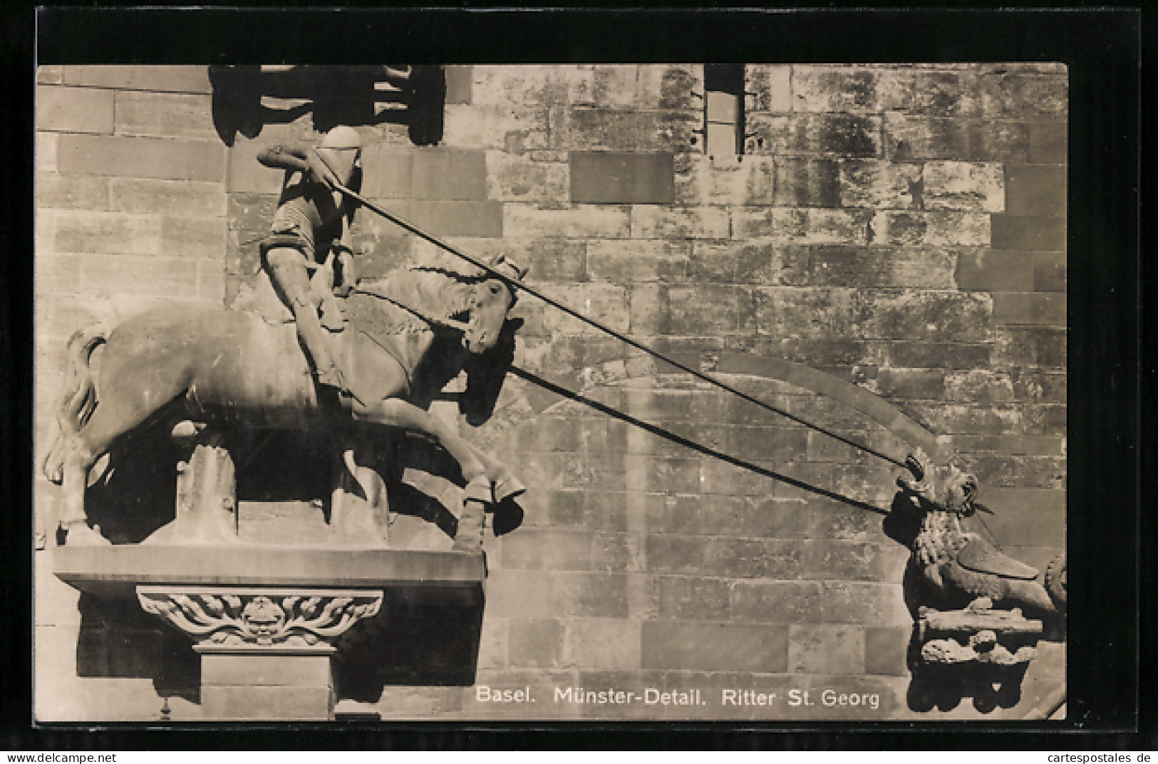 AK Basel, Detail Am Münster Mit Ritter St. Georg  - Autres & Non Classés