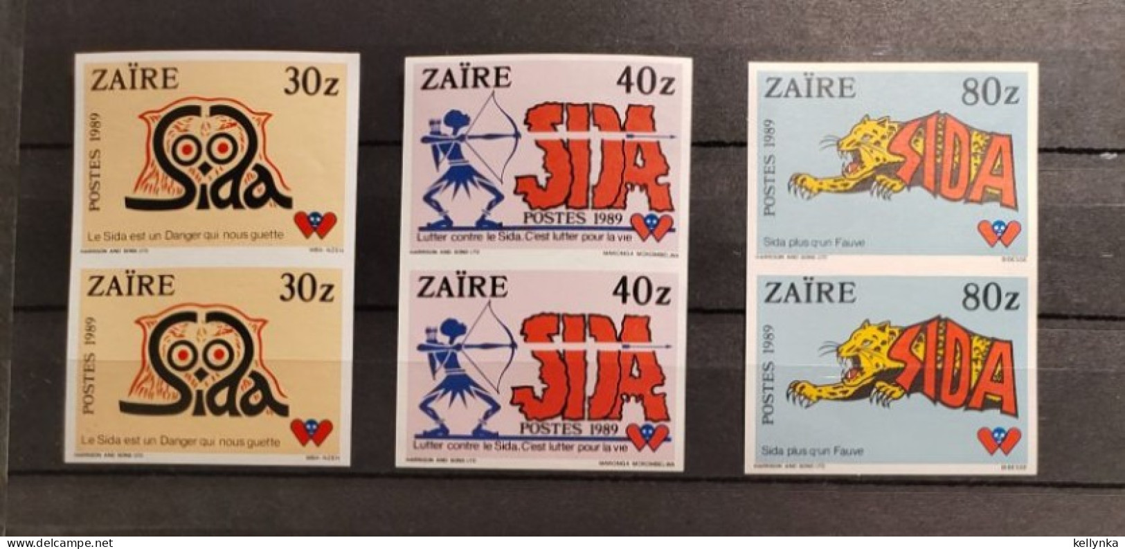Zaïre - 1335/1337 - En Paire - Non Dentelé - Ongetand - Imperforated - Sida - 1990 - MNH - Unused Stamps