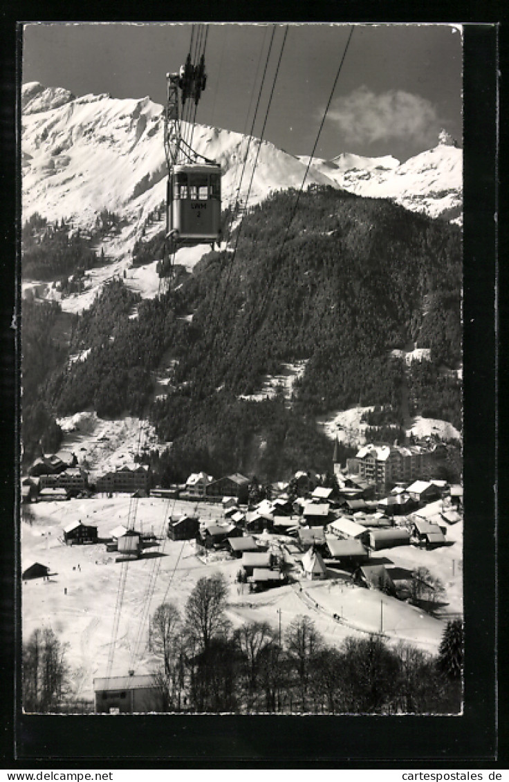 AK Wengen, Luftseilbahn Wengen-Männlichen Mit Lobhörner  - Funicular Railway