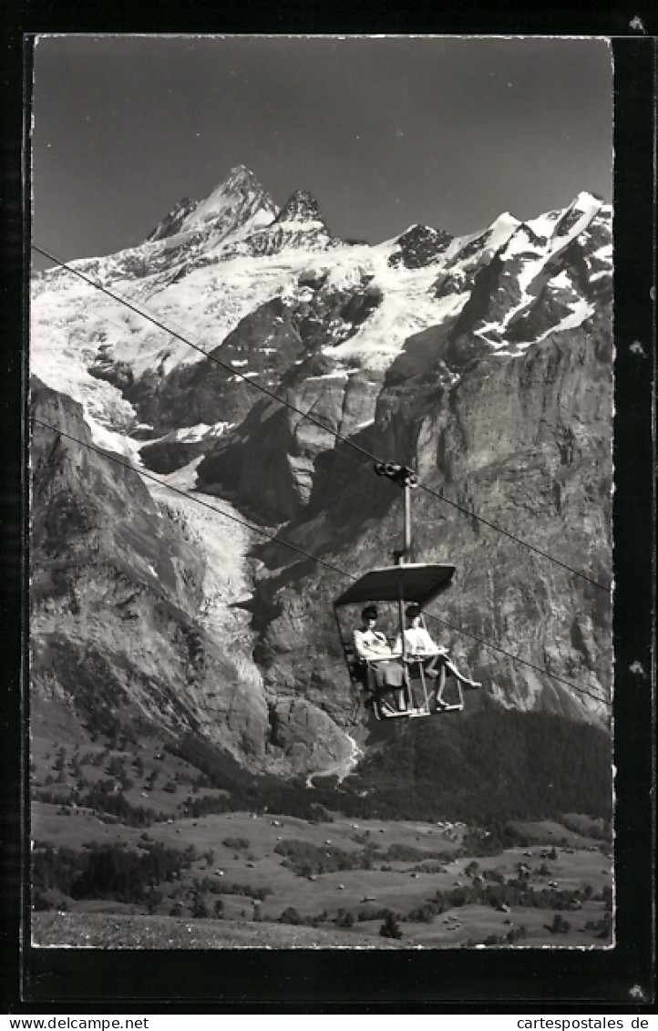 AK Grindelwald, Firstbahn Mit Schreckhorn, Ober Grindelwaldgletscher  - Funiculaires
