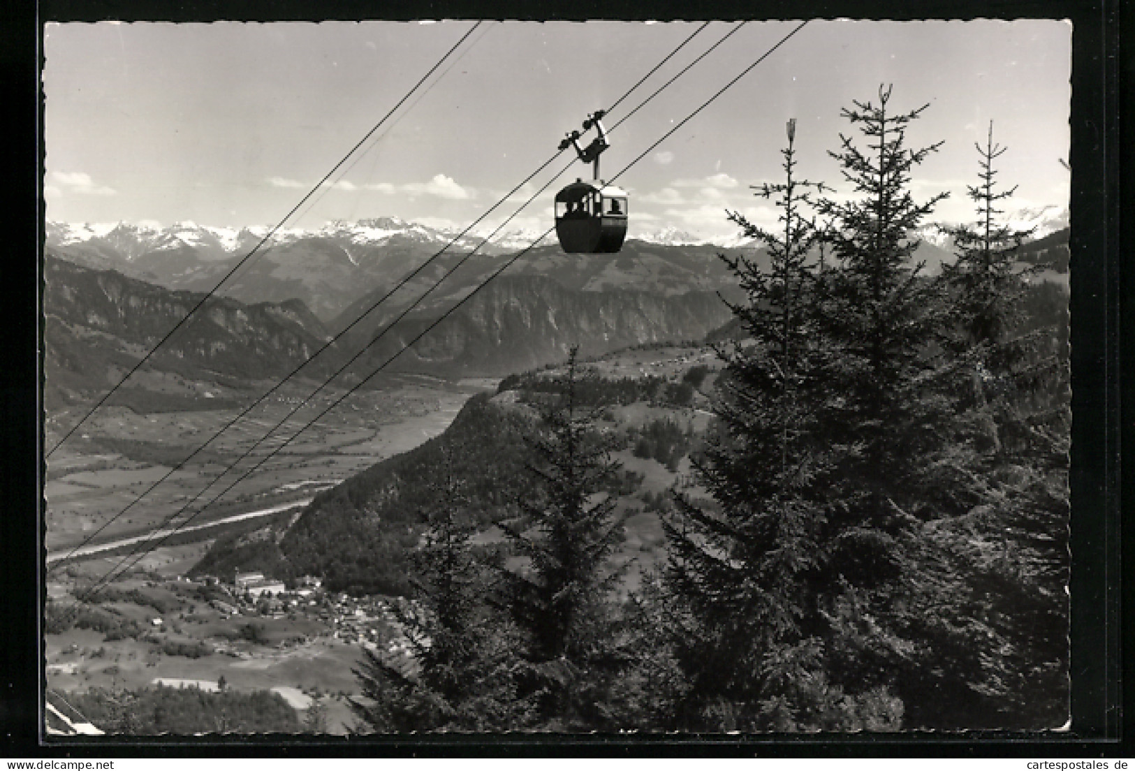 AK Bad Ragaz, Bergbahn Nach Piz Sol Mit Blick Ins Bündnerland  - Funiculaires