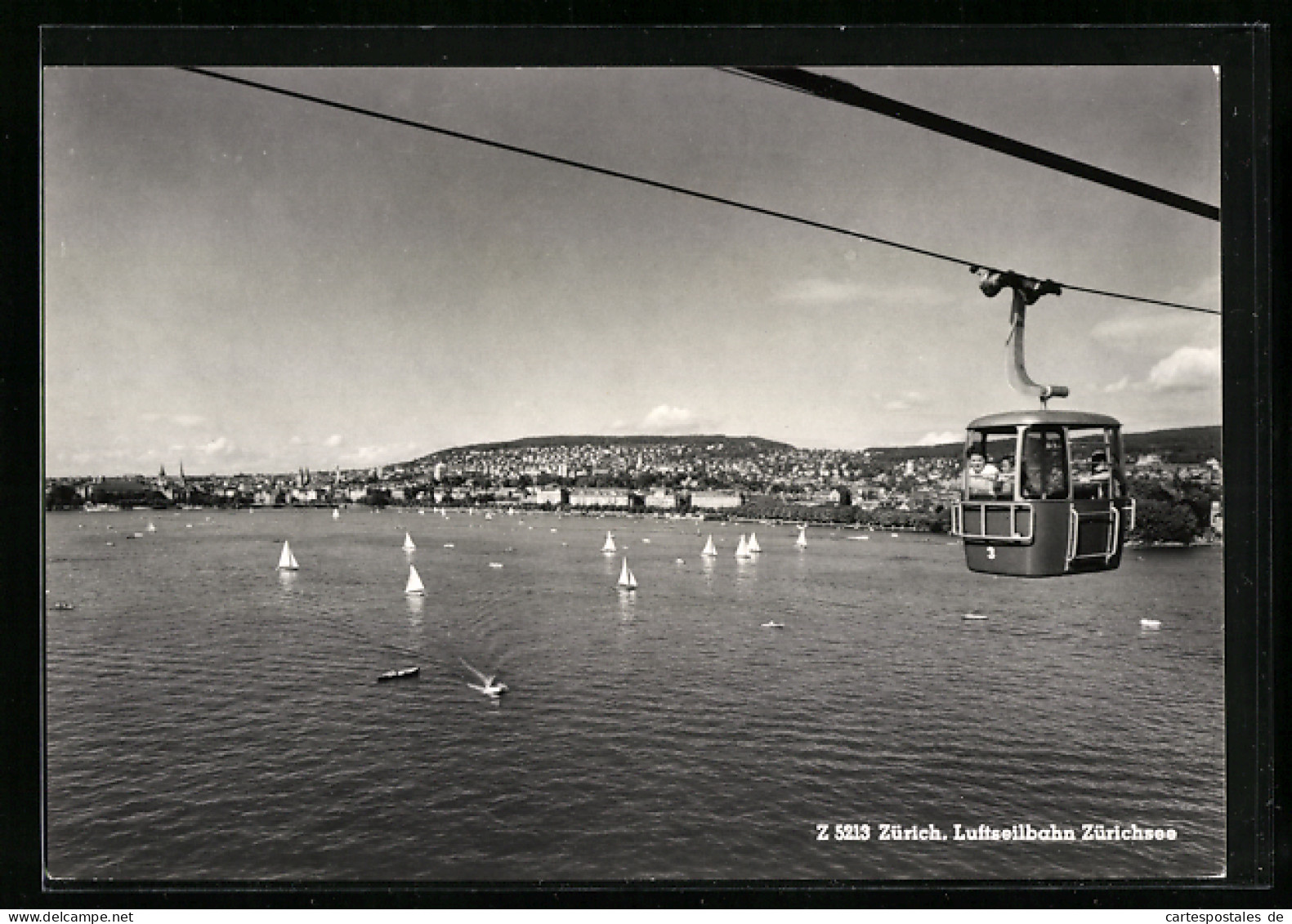 AK Zürich, Luftseilbahn über Dem Zürichsee  - Seilbahnen