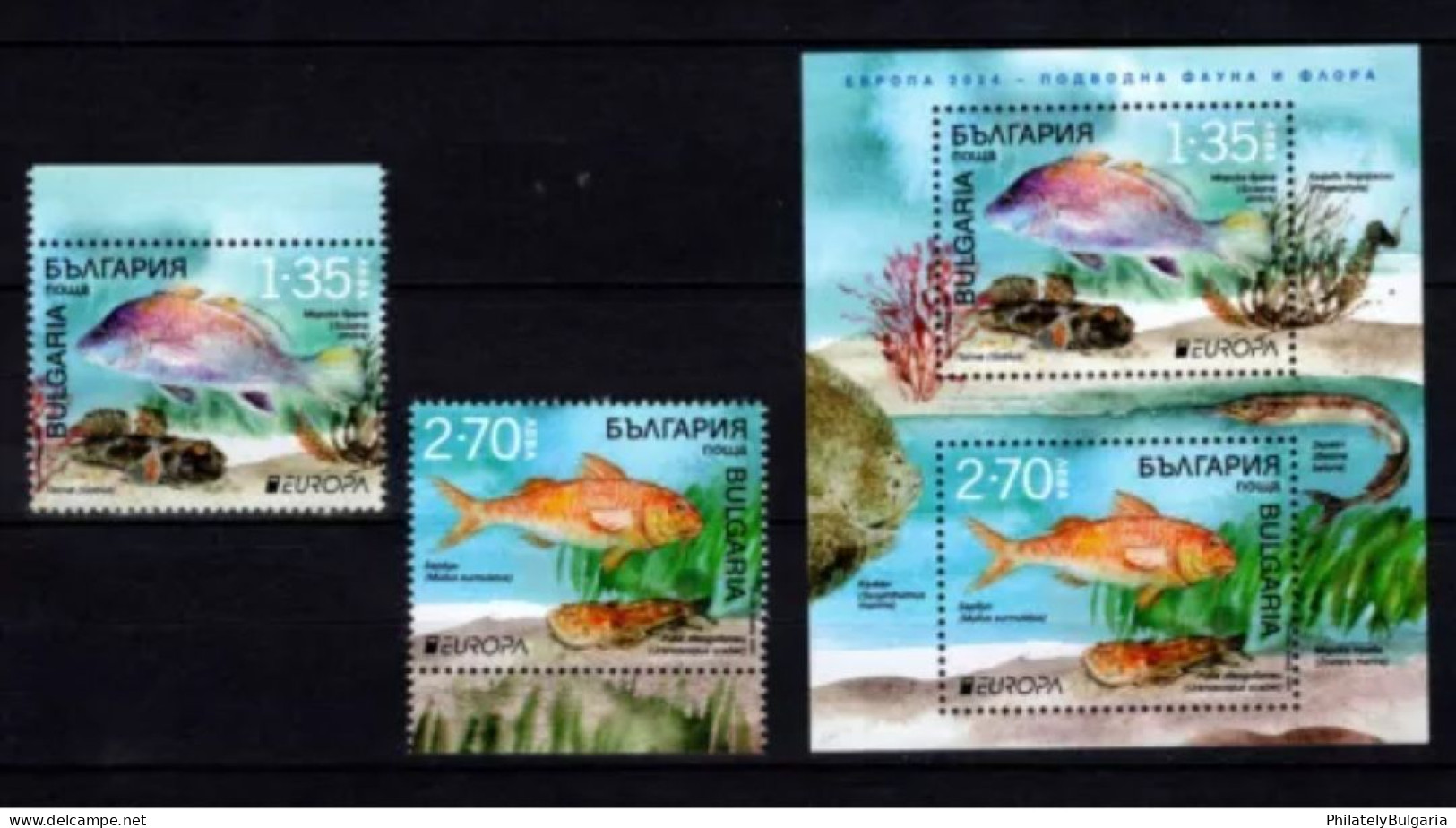 Bulgaria 2024 - EUROPA CEPT - Underwater Fauna And Flora A Set Of Two Postage Stamps + S/S MNH - Fische