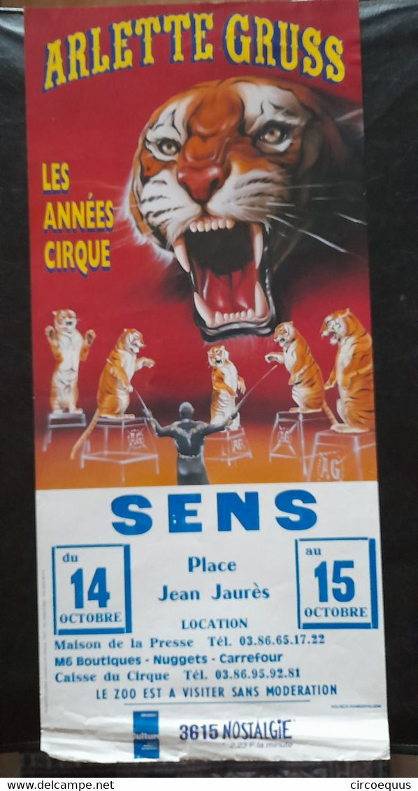 Affiche Cirque Circus Cirkus Zirkus Arlette Gruss Tigres - Autres & Non Classés