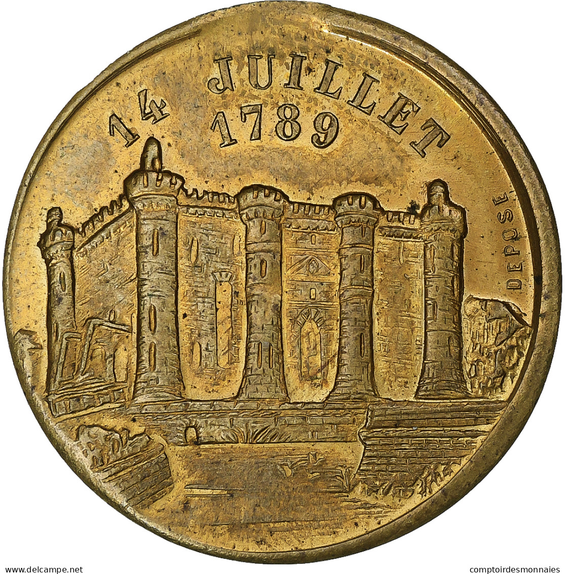 France, Médaille, Souvenir De La Fête Nationale Du 14 Juillet, 1880, Laiton - Sonstige & Ohne Zuordnung