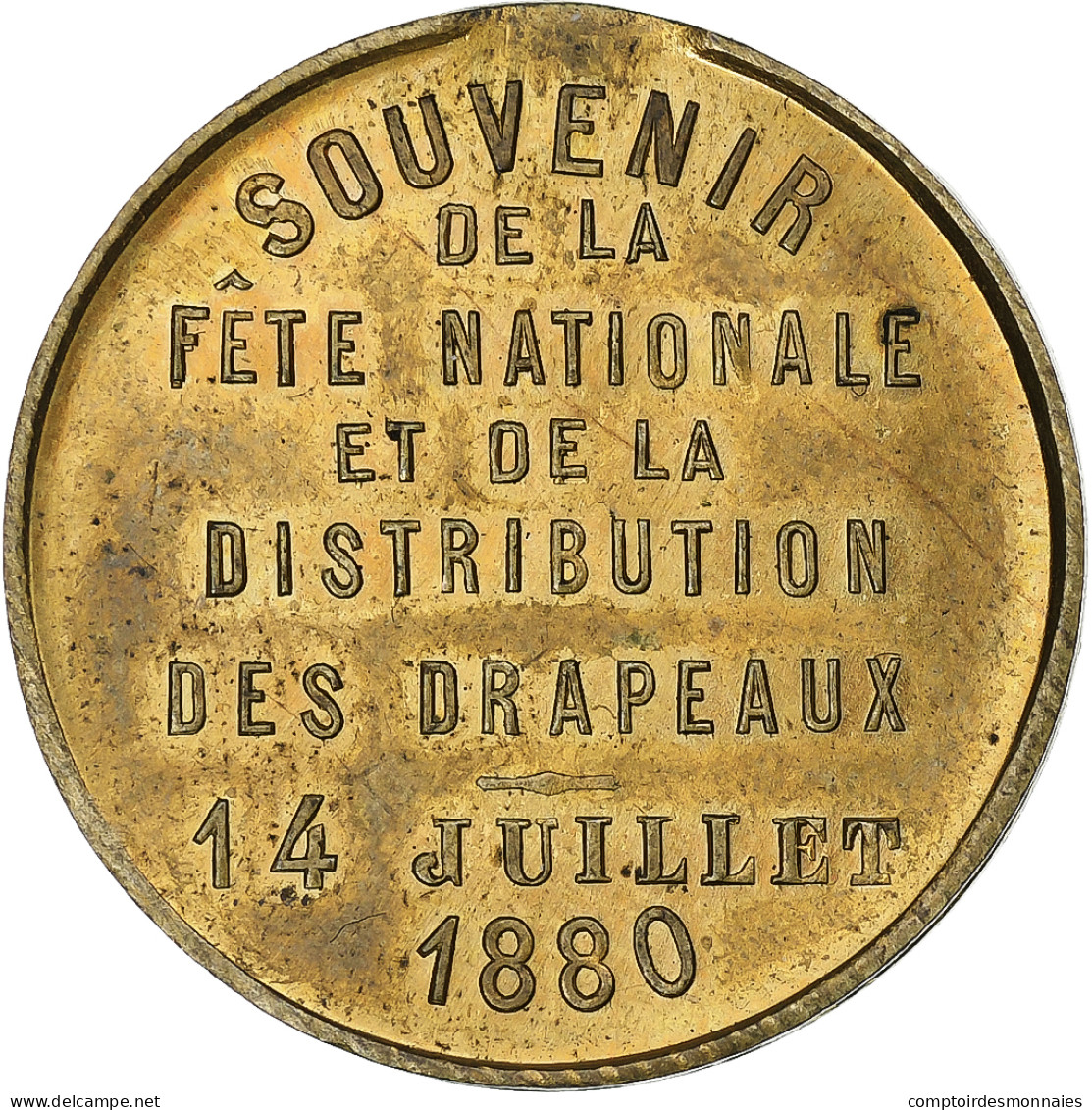 France, Médaille, Souvenir De La Fête Nationale Du 14 Juillet, 1880, Laiton - Autres & Non Classés