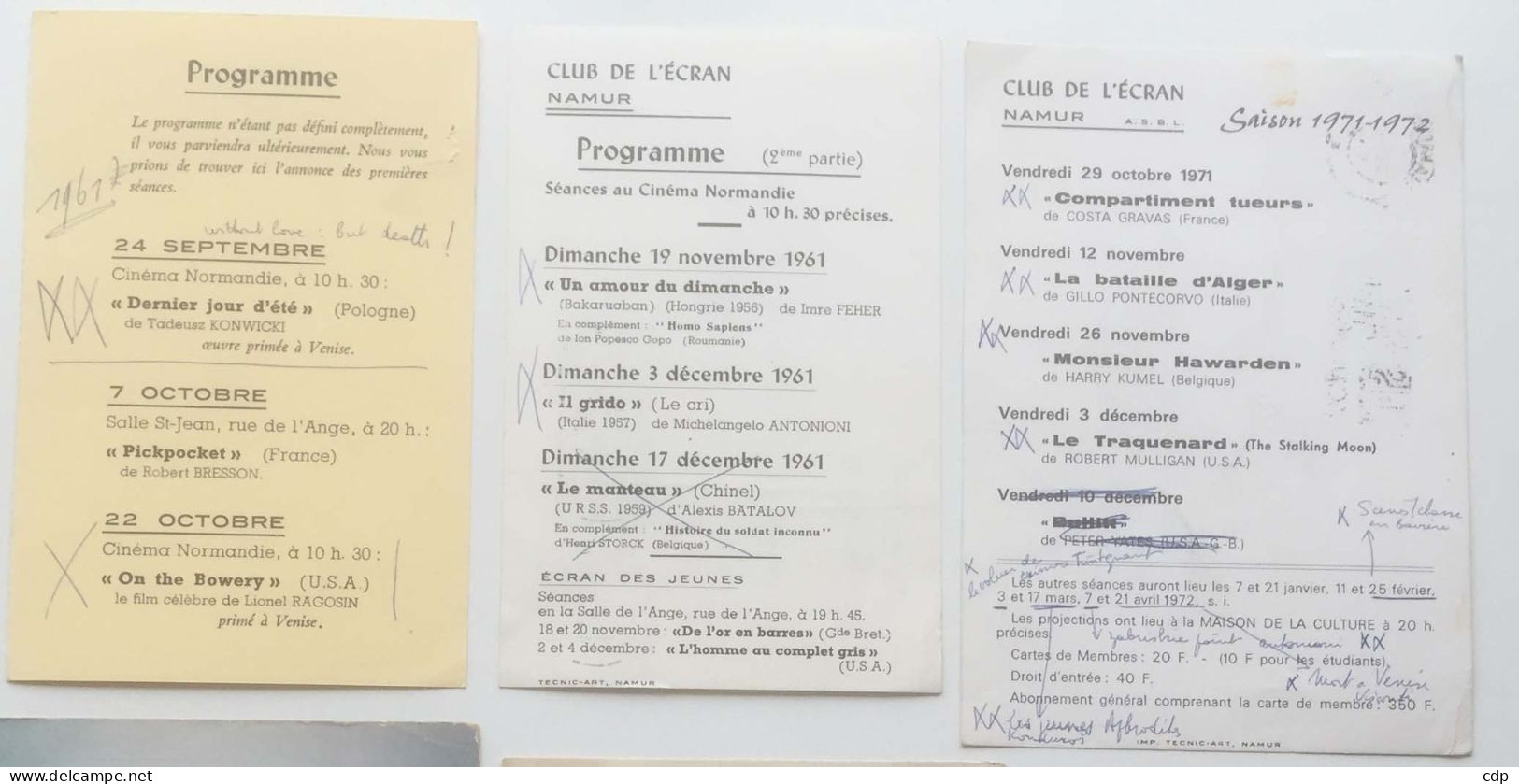 Lot 3 Programmes Cinéma Normandie NAMUR  Club De L'écran - Programmi