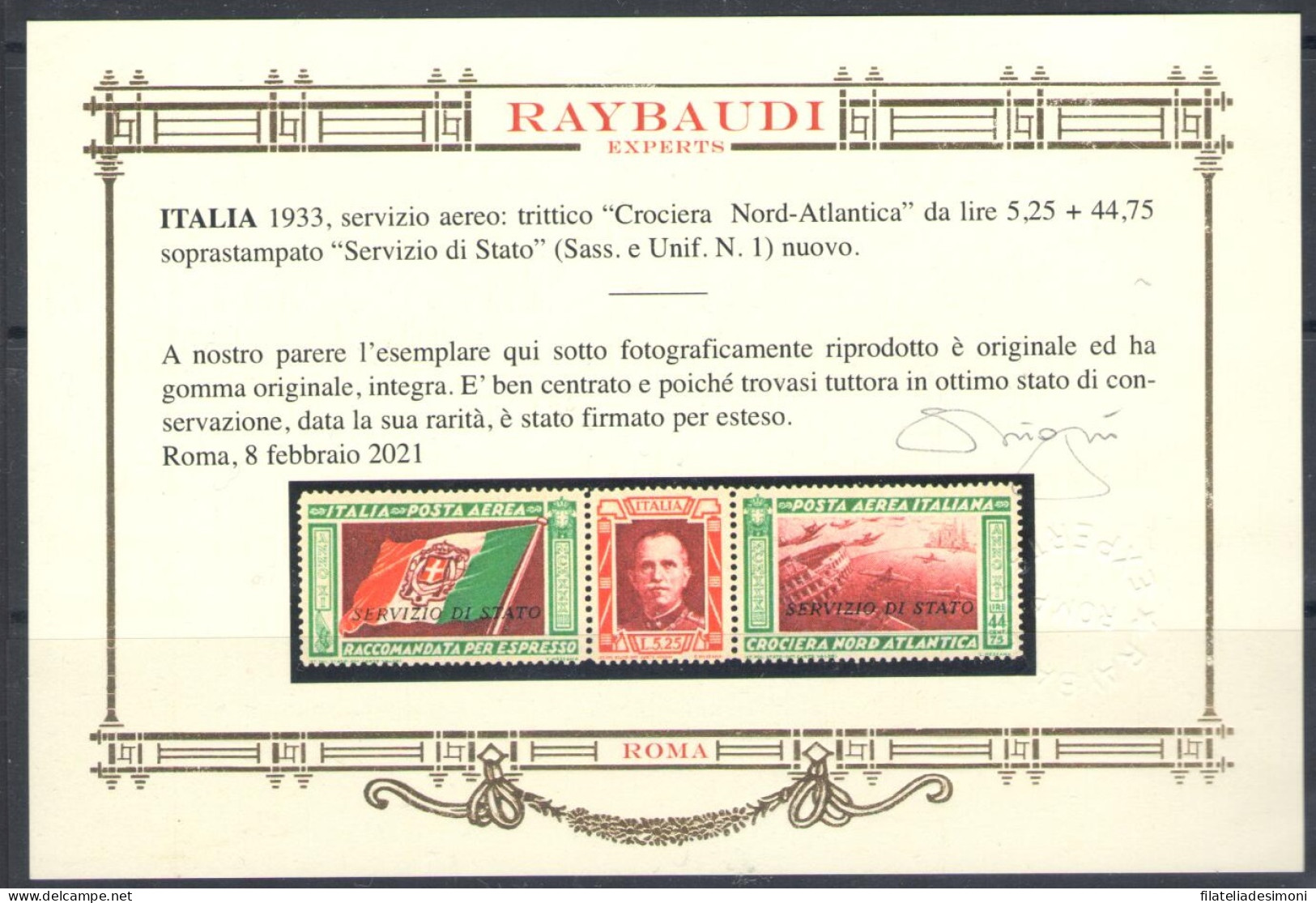 1933 Italia - Servizio Aereo - Trittico Crociera Nord Atlantica - MNH** - Other & Unclassified