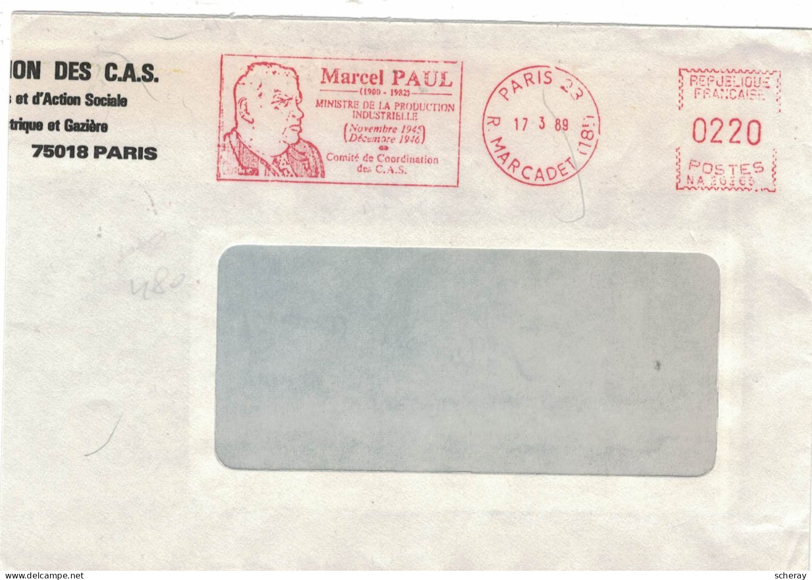 EMA MARCEL PAUL  MINISTRE PRODUCTIO9N INDUSTRIELLE 1945/1946 ( Lot 257a ) - EMA (Empreintes Machines à Affranchir)