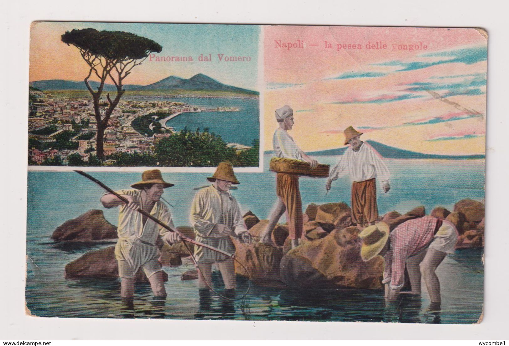 ITALY - Naples Dual View With Fishermen Unused Vintage Postcard - Napoli (Neapel)