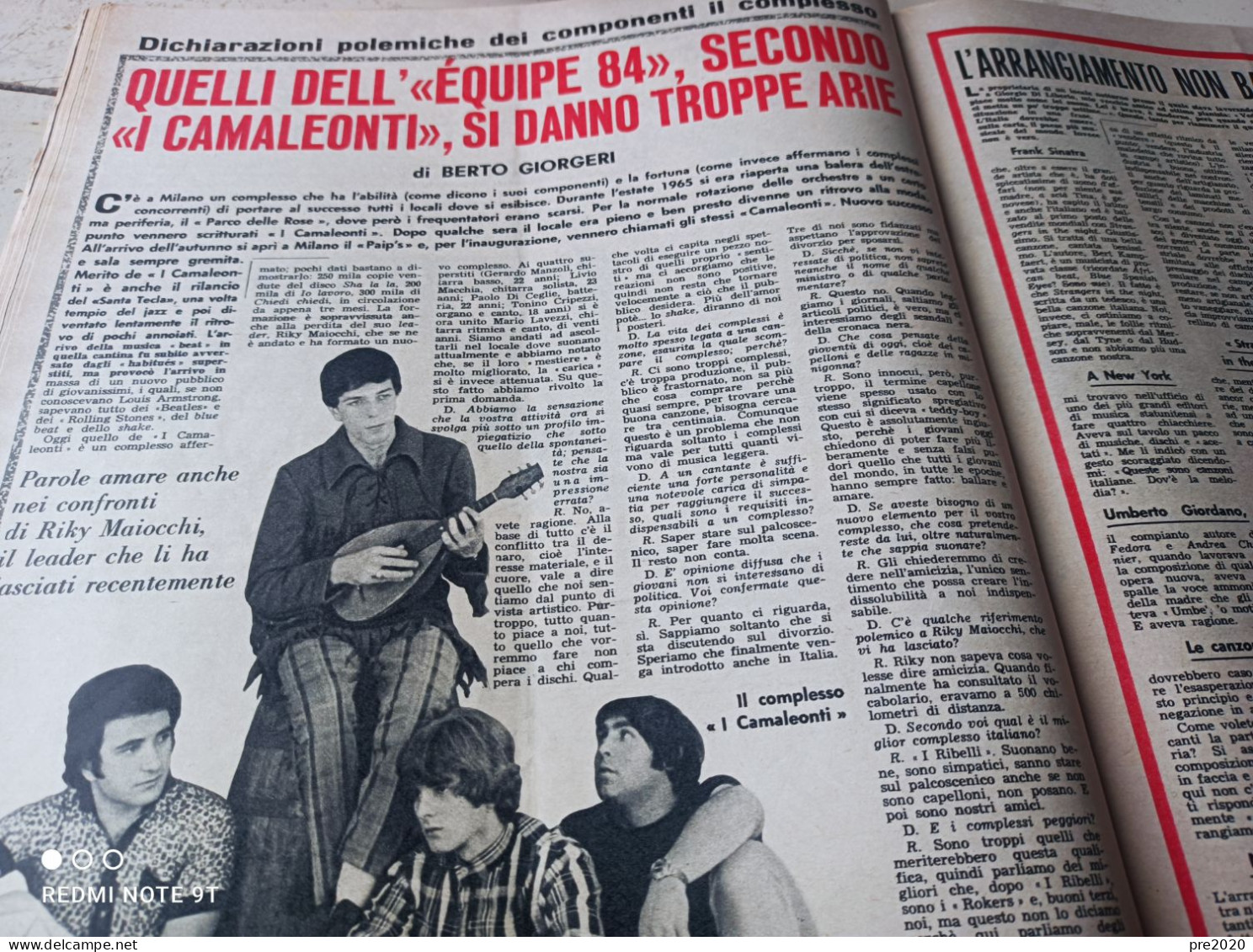 ABC 1966 I CAMALEONTI GRUPPO MUSICALE MARIO DEL MONACO - Sonstige & Ohne Zuordnung