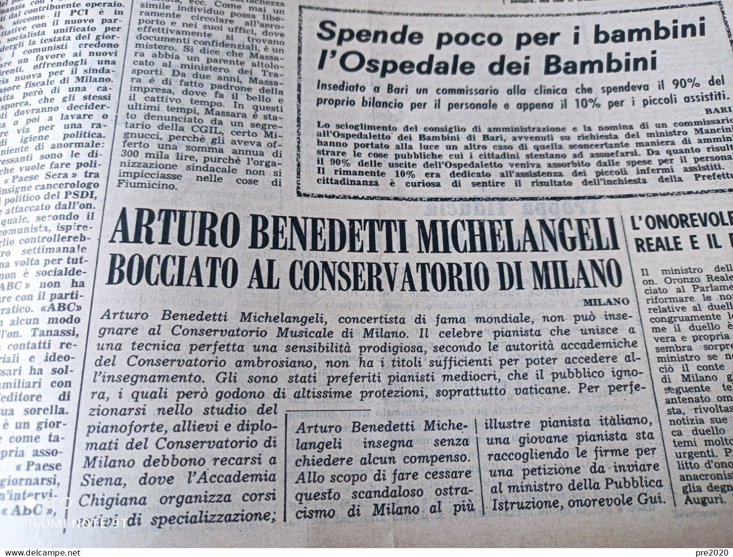 ABC 1966 VALLE CERVO BIELLA ARTURO BENEDETTI MICHELANGELI - Other & Unclassified