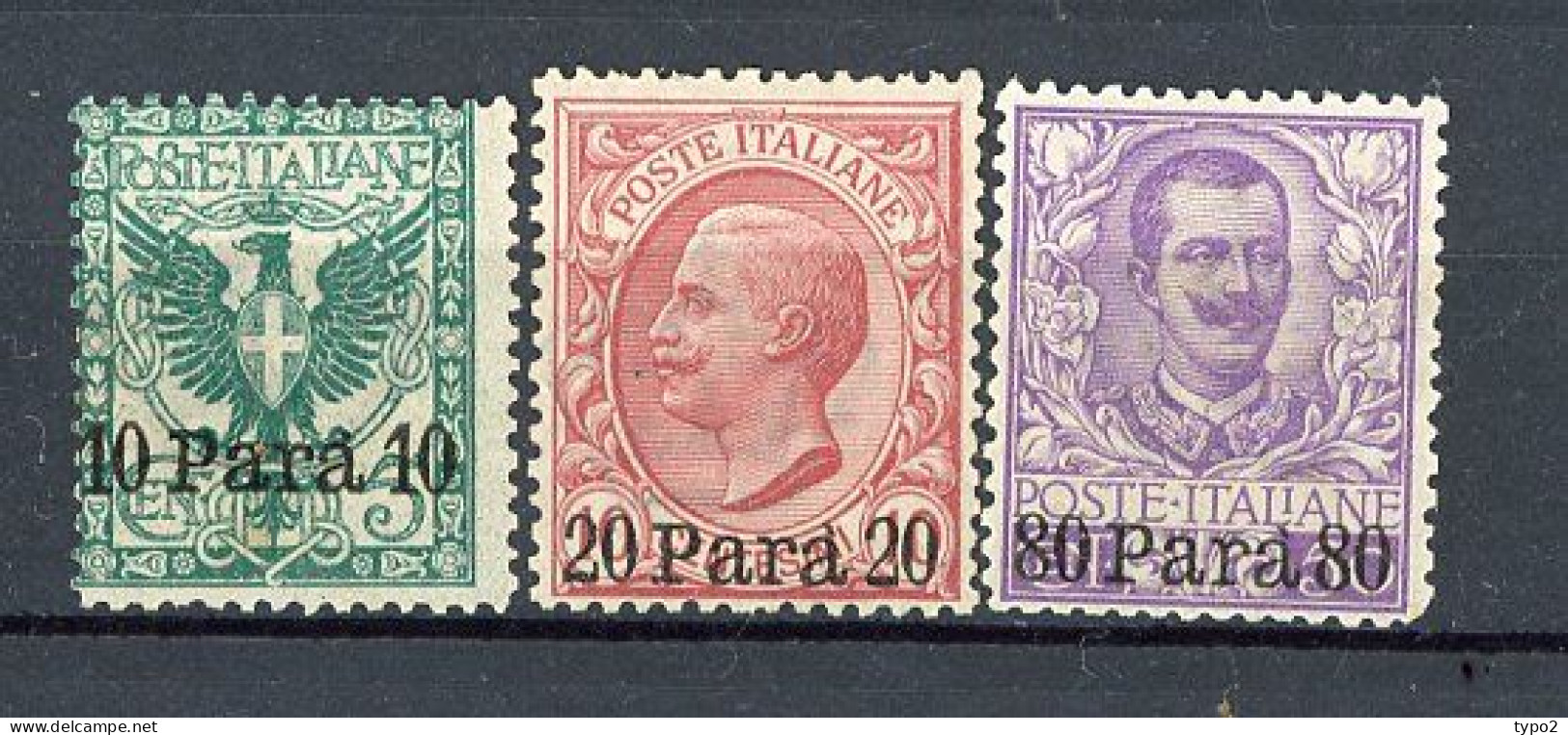 LEVANT  Yv. N° 21 à 23  SA N° 4,11,12  * 10pa S 5,,20pa S 10c,80pa S 50c  Cote 100  Euro BE  2 Scans - Albania