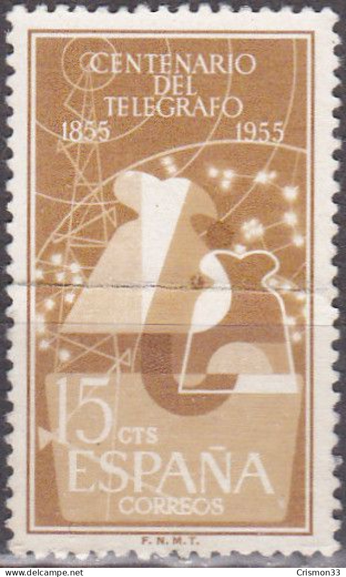 1955 - ESPAÑA - CENTENARIO DEL TELEGRAFO - EDIFIL 1180 - Oblitérés