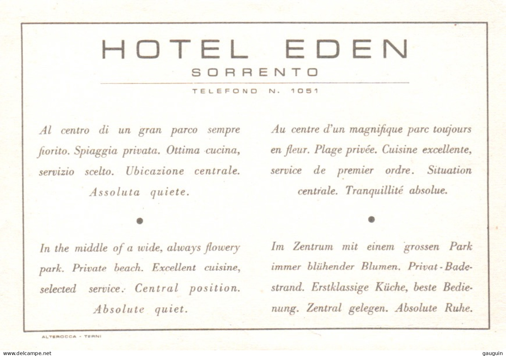 CPSM - SORRENTO - Hôtel Eden ...Edition Pub - Other & Unclassified