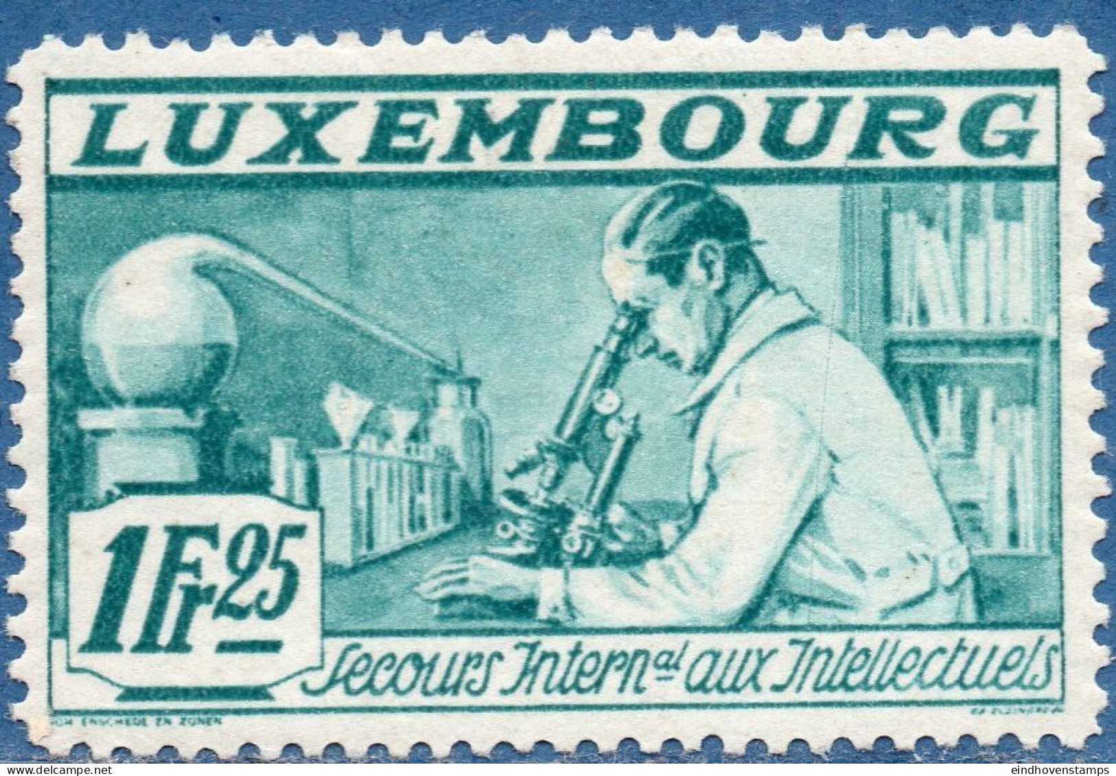 Luxemburg 1935 1 Fr 25 Chemist, International Aid Emigrated Scientists 1 Value MH Microscope, Retort - Autres & Non Classés