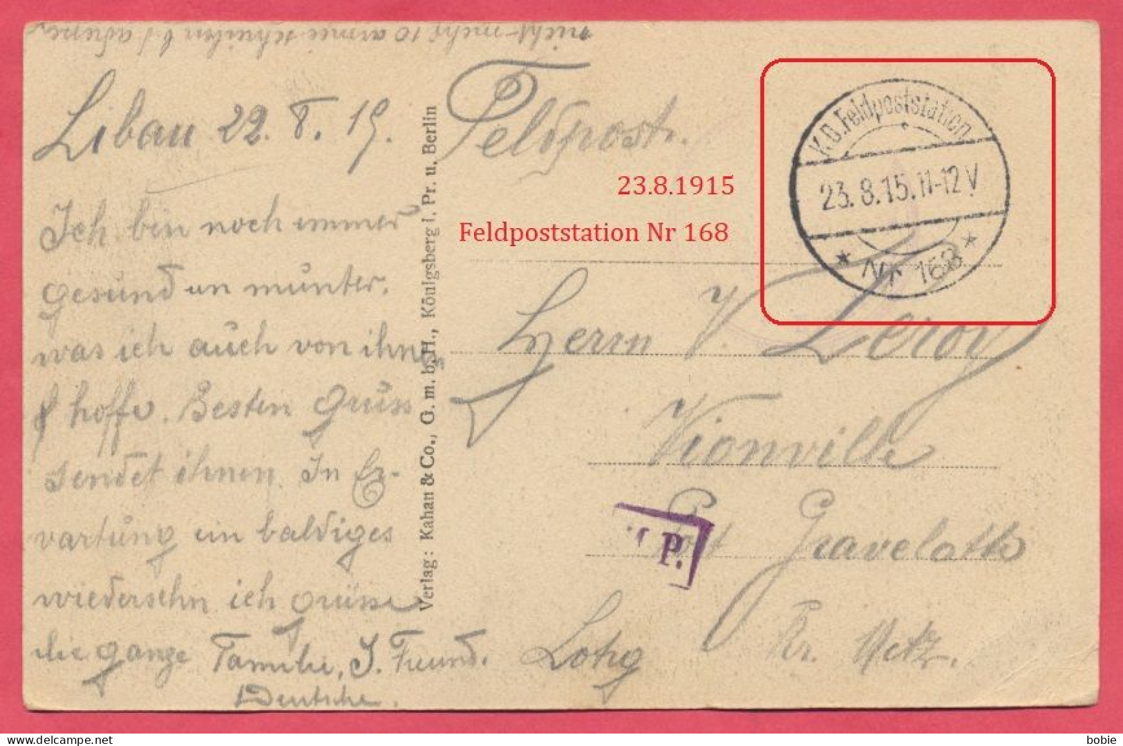 Libau = Liepāja - Lettland Latvijas Lettonie Baltikum : Bahnhof -  Krieg 1914-18 / Stempel Feldpoststation Nr 168. - Lettonie