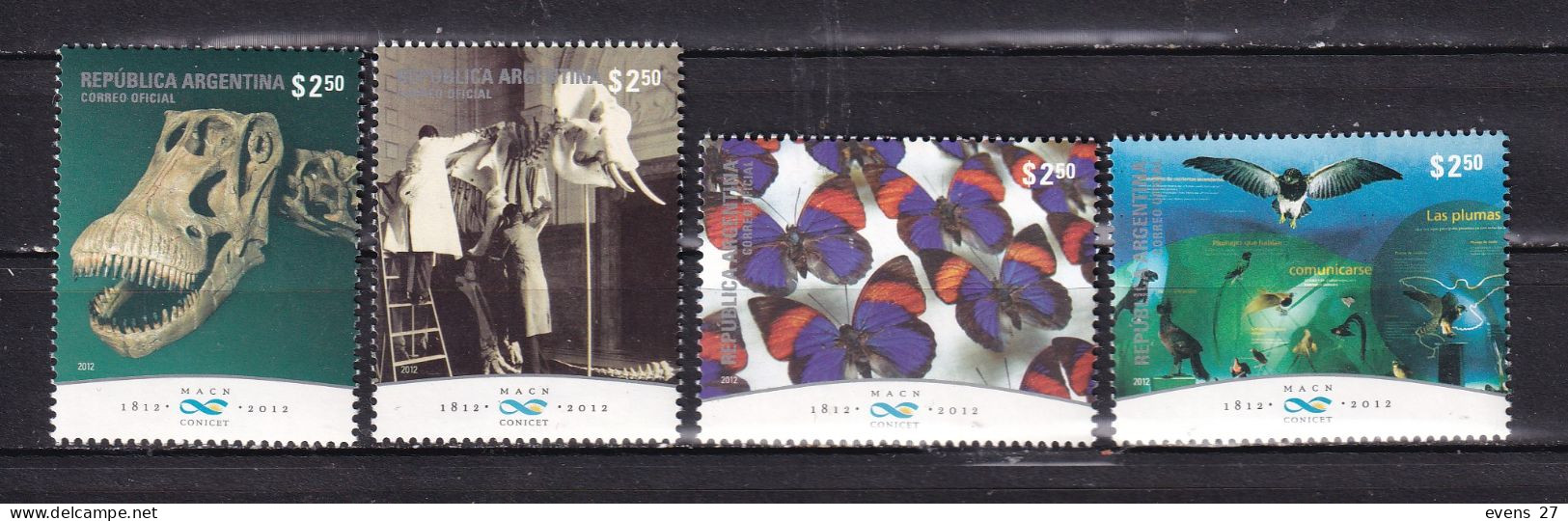 ARGENTINA-2012-BIRDS -FISH-BUTTERFLIES-MUSEUM-MNH - Unused Stamps
