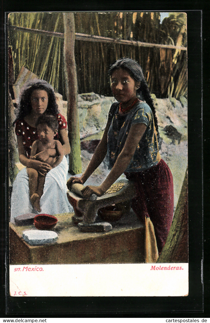 AK Ein Mexikanisches Mädchen Beim Mahlen Von Getreide  - Non Classés