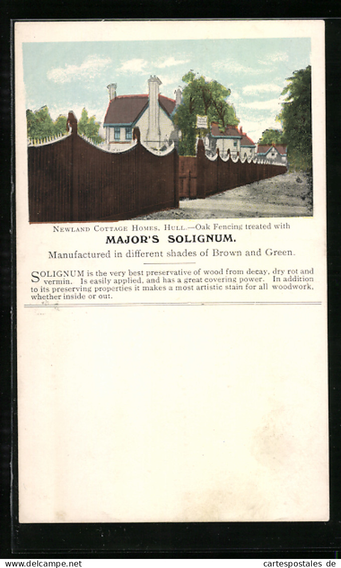 AK A Wooden Fence, Advert For Major`s Solignum, The Best Preservative Of Wood  - Advertising