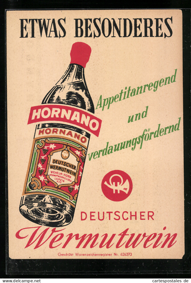 AK Hornano, Deutscher Wermutwein, Reklame  - Publicité