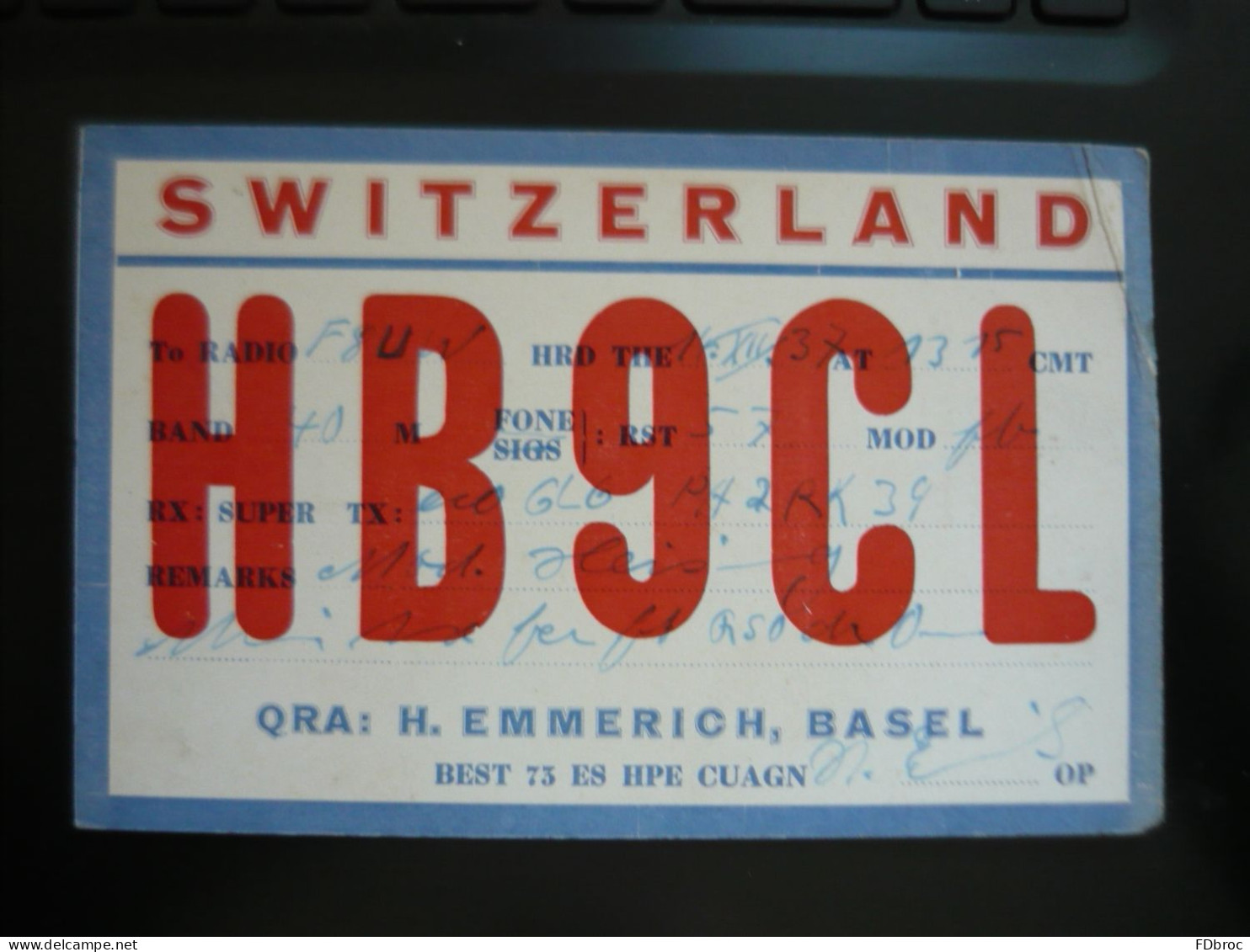 Carte QSL Radio Amateur SUISSE Switzerland HB9CL à BASEL Bale   Année 1937 Réseau CH - Radio Amateur